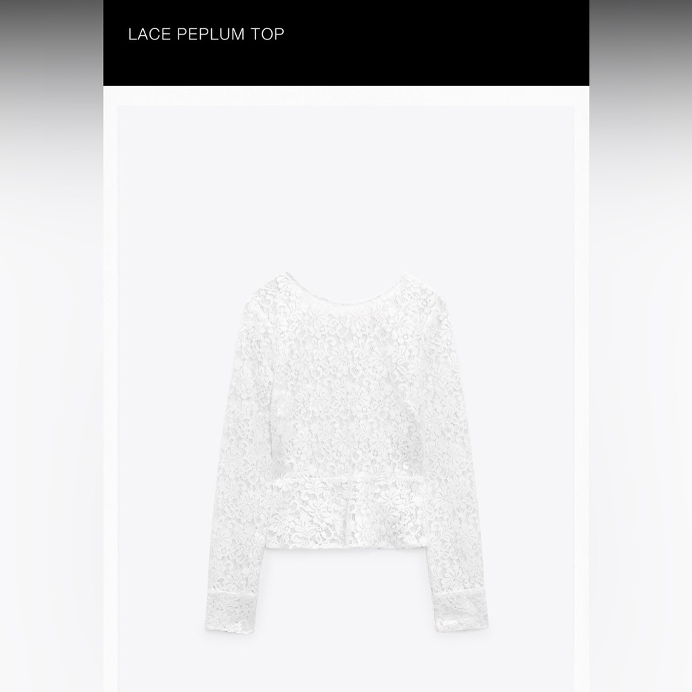 Zara NWT XS lace white peplum top
